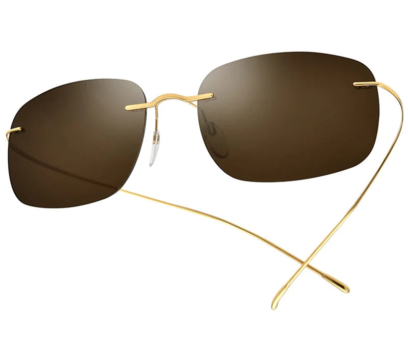Titanium Rimless Polarized Sunglasses