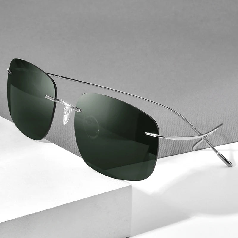 Titanium Rimless Polarized Sunglasses